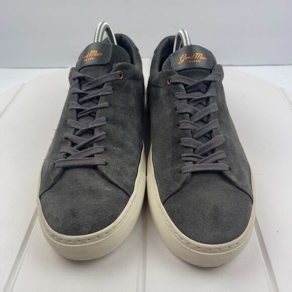 Good Man Mens Size 9 Brand Edge Grey Suede Low Sneaker Italy Shoes - Picture 2 of 10